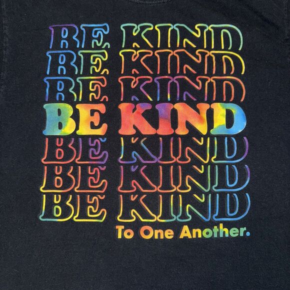 DOM T-Shirt Men's Medium Black 100% Cotton Be Kind To One Another Graphic Print - Picture 1 of 6